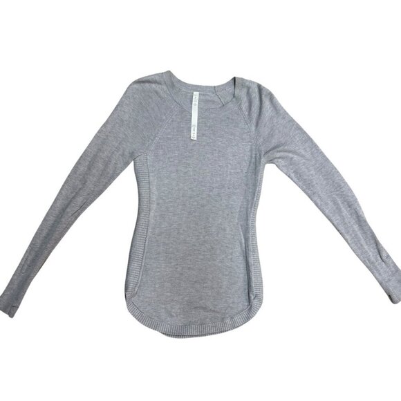 lululemon athletica Sweaters - Lululemon Gray Knit Long Sleeve Sweater Top Size 2